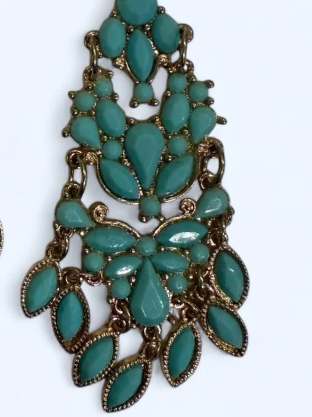 J. Crew Turquoise Teardrop Chandelier Earrings Statement Piece